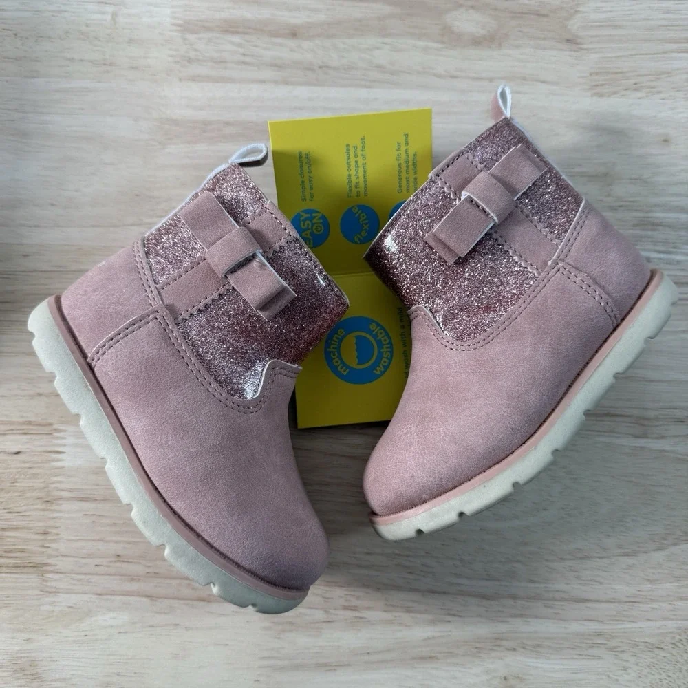 Munchkin by Stride Rite Little Girl's Size 5M Avalon Pink Glitter Side-Zip Boots